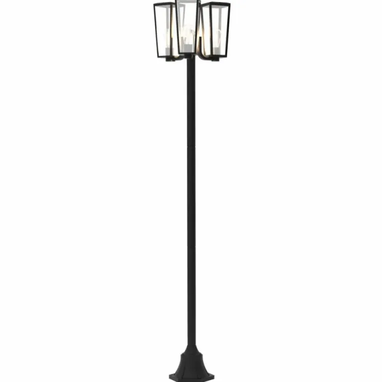 Réverbère Lutec Pine Noir, 3 lumières