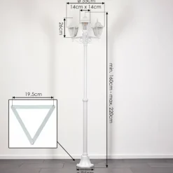 Réverbère Naofe Blanc, 3 lumières