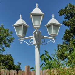 Réverbère Naofe Blanc, 3 lumières