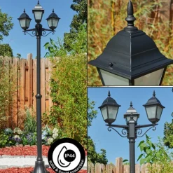 Réverbère Naofe Noir, 3 lumières