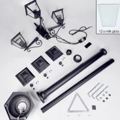 Réverbère Naofe Noir, 3 lumières