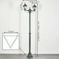 Réverbère Naofe Vert, Noir, 2 lumières