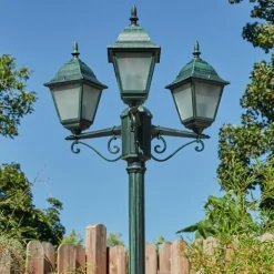 Réverbère Naofe Vert, Noir, 3 lumières