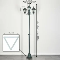 Réverbère Naofe Vert, Noir, 3 lumières