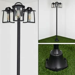 Réverbère Trosa Noir, 3 lumières