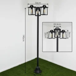 Réverbère Trosa Noir, 3 lumières