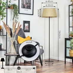 Sabadim Lampadaire beige, Écru, 1 lumière