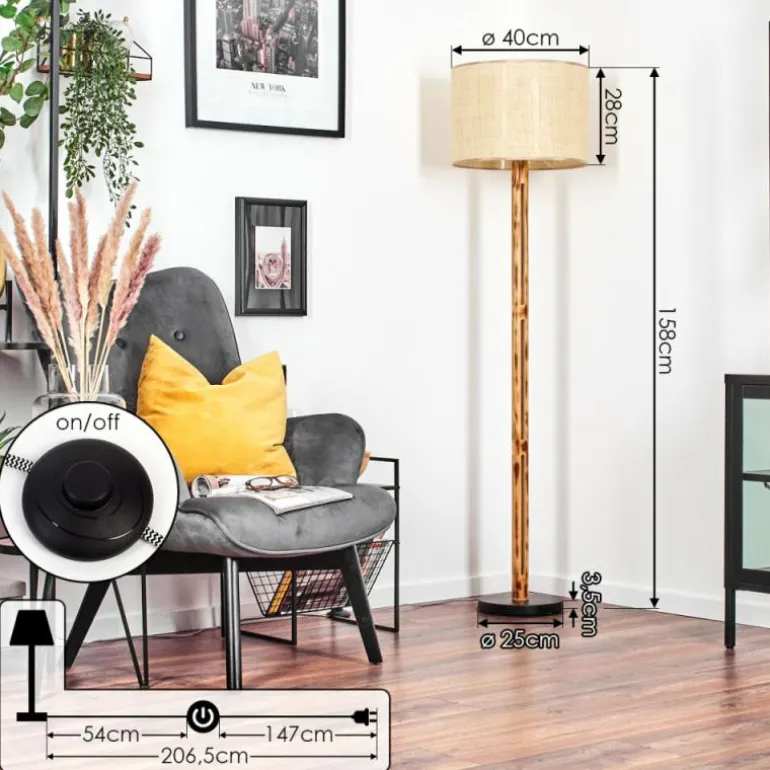 Sabadim Lampadaire Écru, Noir, 1 lumière