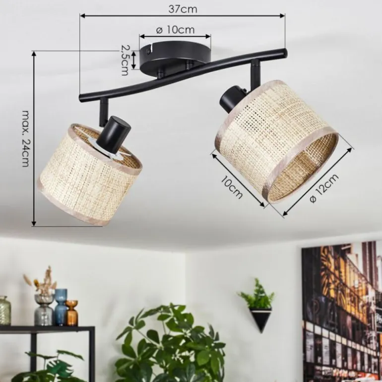 Sabadim Plafonnier Noir, 2 lumières