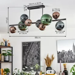 Sacoselo Plafonnier, Boule lumineuse Noir, 9 lumières