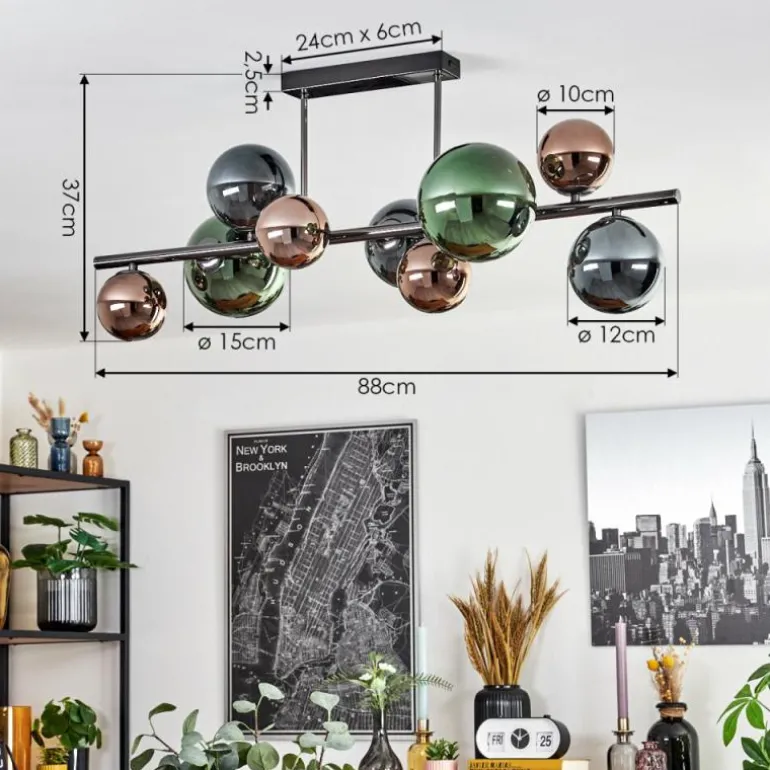 Sacoselo Plafonnier, Boule lumineuse Noir, 9 lumières