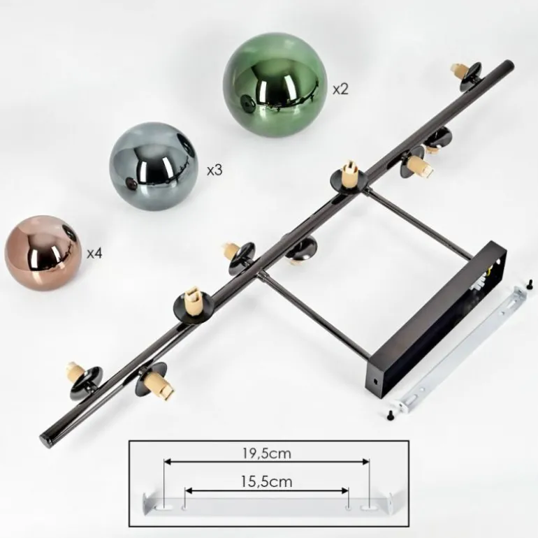 Sacoselo Plafonnier, Boule lumineuse Noir, 9 lumières