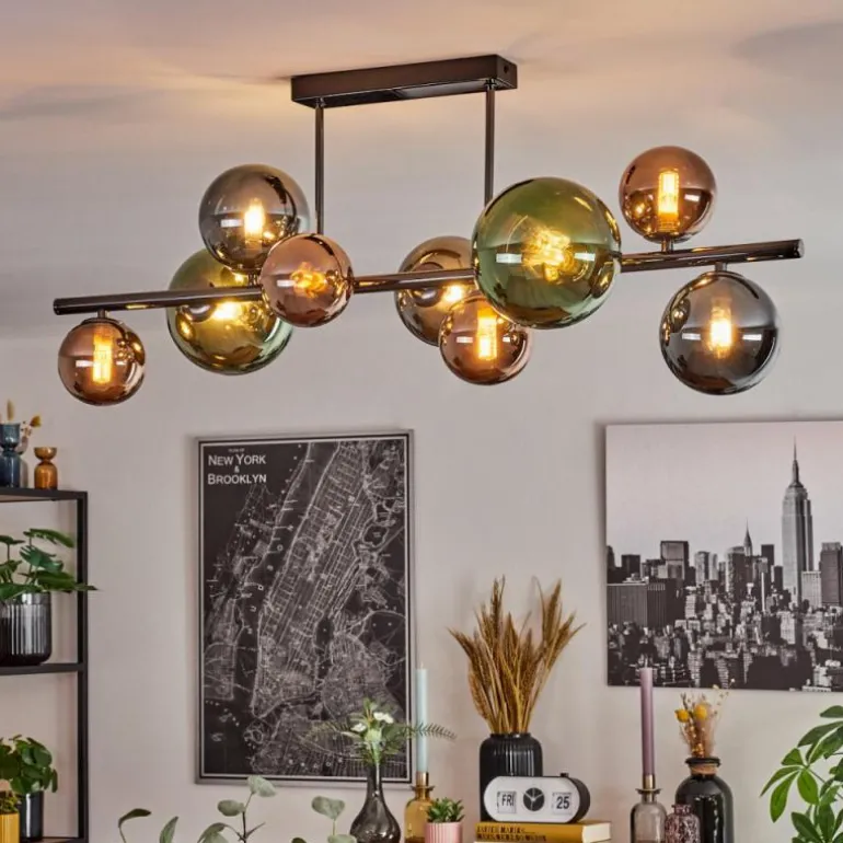 Sacoselo Plafonnier, Boule lumineuse Noir, 9 lumières