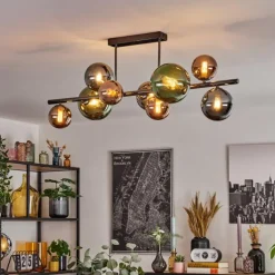 Sacoselo Plafonnier, Boule lumineuse Noir, 9 lumières