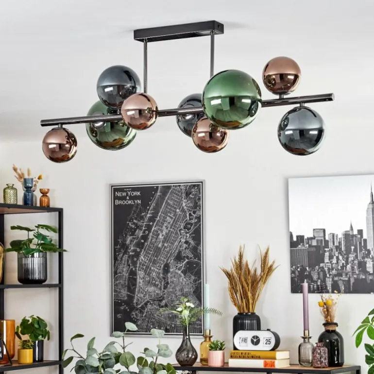 Sacoselo Plafonnier, Boule lumineuse Noir, 9 lumières