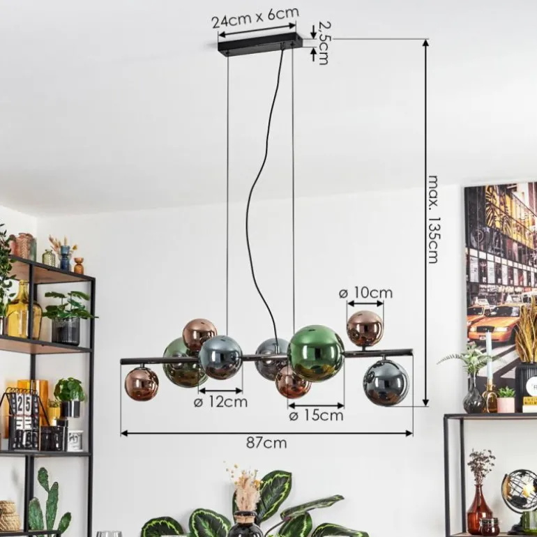 Sacoselo Suspension, Boule lumineuse Noir, 9 lumières