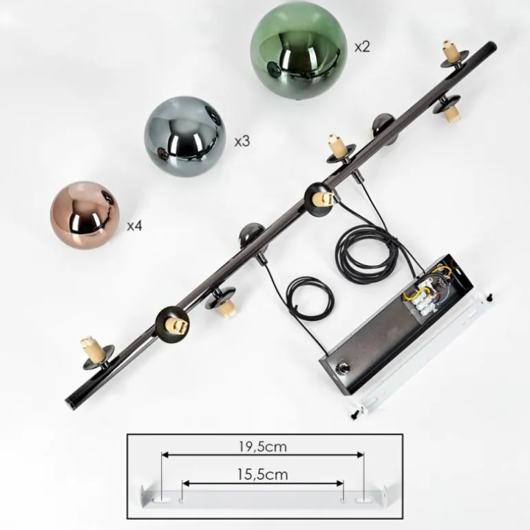 Sacoselo Suspension, Boule lumineuse Noir, 9 lumières