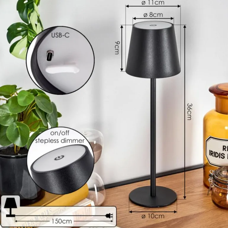 Salgadinho Lampe à poser LED Noir, 1 lumière