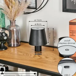 Salgadinho Lampe de table d'extérieur, Lampe à poser LED Noir, 1 lumière