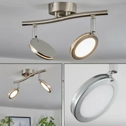 Sarnadinha Plafonnier LED Nickel mat, 2 lumières