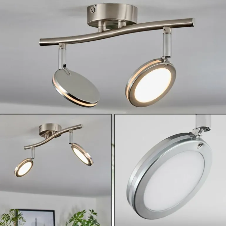 Sarnadinha Plafonnier LED Nickel mat, 2 lumières