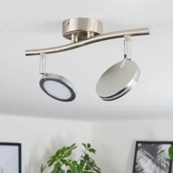 Sarnadinha Plafonnier LED Nickel mat, 2 lumières