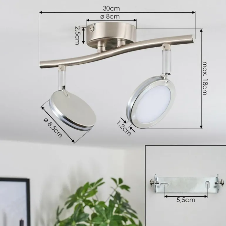 Sarnadinha Plafonnier LED Nickel mat, 2 lumières