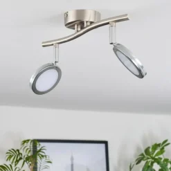 Sarnadinha Plafonnier LED Nickel mat, 2 lumières