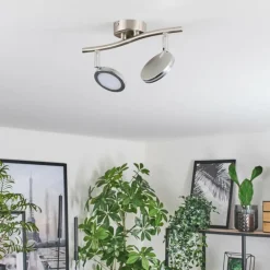 Sarnadinha Plafonnier LED Nickel mat, 2 lumières