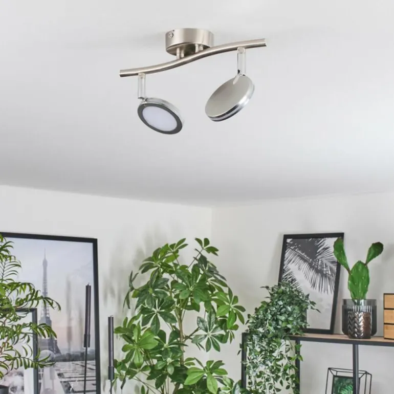 Sarnadinha Plafonnier LED Nickel mat, 2 lumières