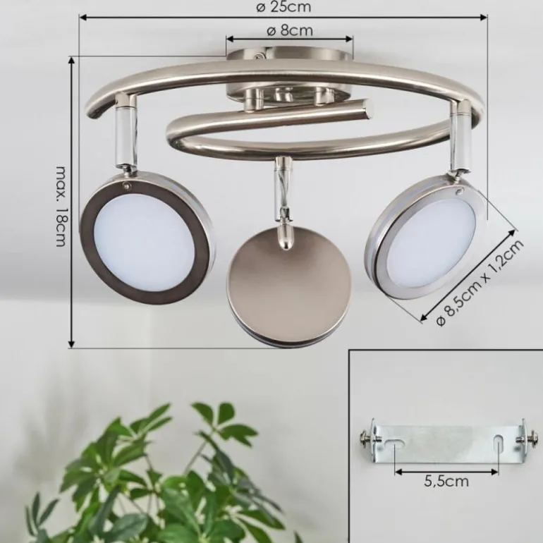 Sarnadinha Plafonnier LED Nickel mat, 3 lumières