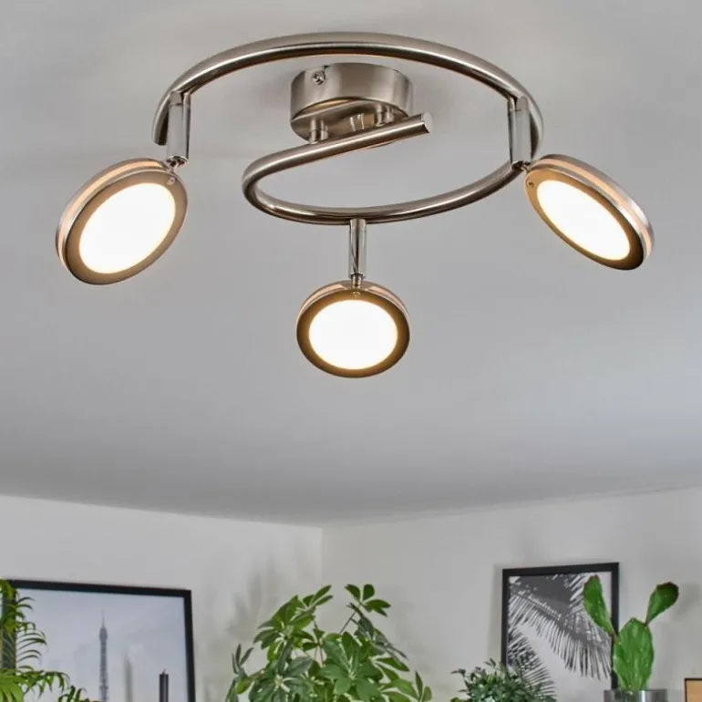 Sarnadinha Plafonnier LED Nickel mat, 3 lumières