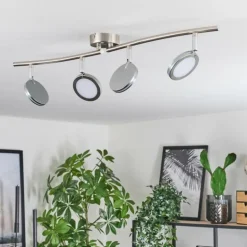 Sarnadinha Plafonnier LED Nickel mat, 4 lumières
