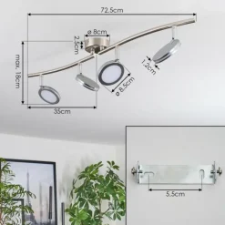 Sarnadinha Plafonnier LED Nickel mat, 4 lumières