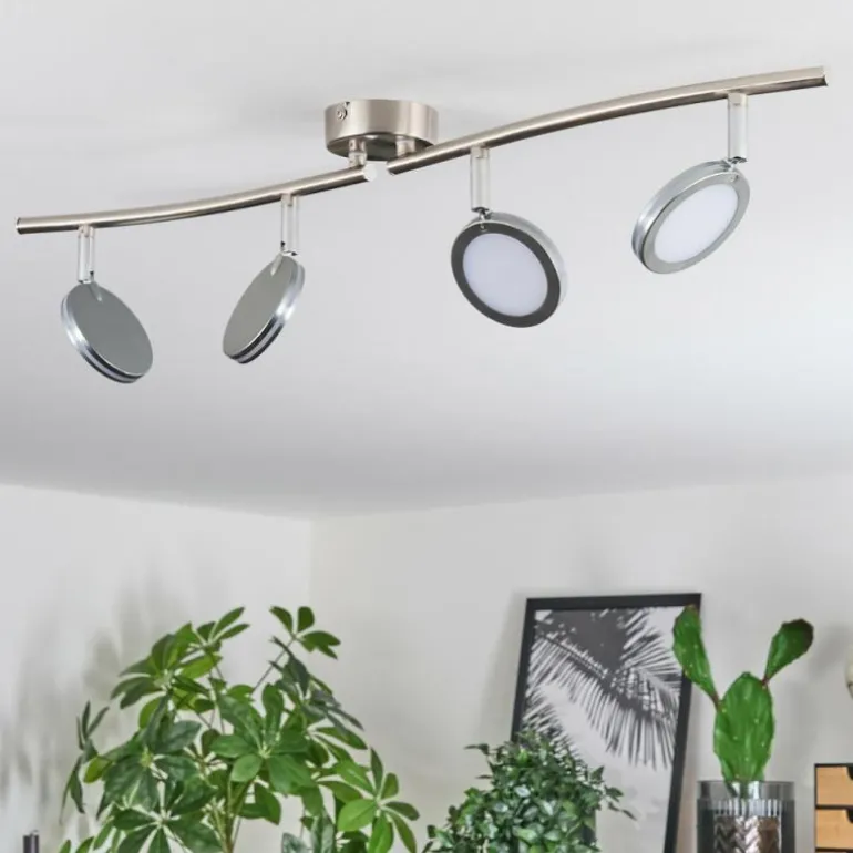 Sarnadinha Plafonnier LED Nickel mat, 4 lumières