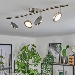 Sarnadinha Plafonnier LED Nickel mat, 4 lumières