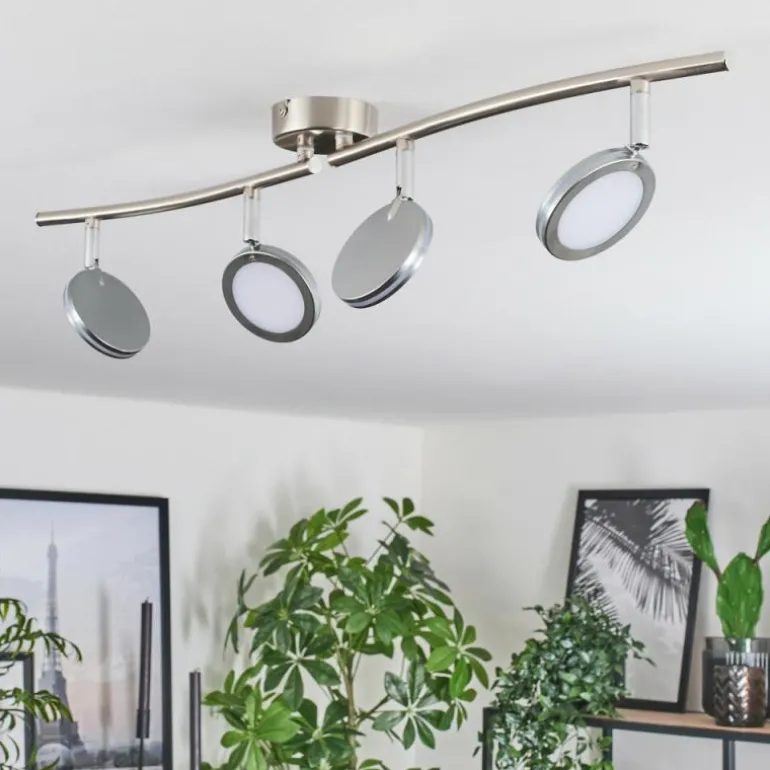 Sarnadinha Plafonnier LED Nickel mat, 4 lumières