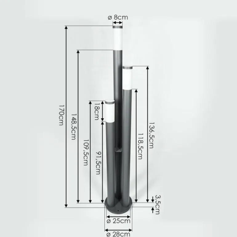 Sessa Eclairage de chemin Anthracite, 3 lumières