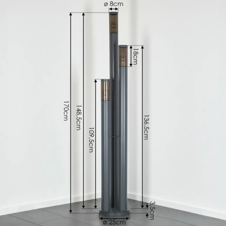 Sessa Eclairage de chemin Anthracite, 3 lumières