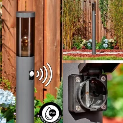 Sessa Lampe à prise électrique, Eclairage de chemin Anthracite, 1 lumière, Détecteur de mouvement