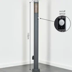 Sessa Lampe à prise électrique, Eclairage de chemin Anthracite, 1 lumière, Détecteur de mouvement