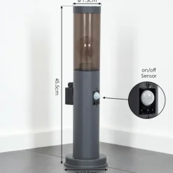 Sessa Prises électriques d'extérieur, Borne lumineuse, Eclairage de chemin Anthracite, 1 lumière, Détecteur de mouvement