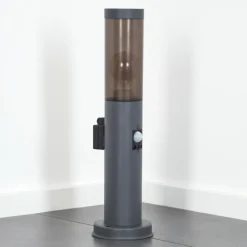 Sessa Prises électriques d'extérieur, Borne lumineuse, Eclairage de chemin Anthracite, 1 lumière, Détecteur de mouvement