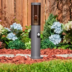 Sessa Prises électriques d'extérieur, Borne lumineuse, Eclairage de chemin Anthracite, 1 lumière, Détecteur de mouvement