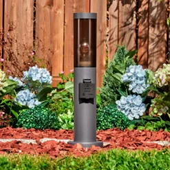 Sessa Prises électriques d'extérieur, Borne lumineuse, Eclairage de chemin Anthracite, 1 lumière