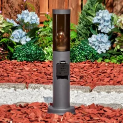 Sessa Prises électriques d'extérieur, Borne lumineuse, Eclairage de chemin Anthracite, 1 lumière