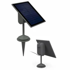 Set de 2 lampe + 1 panneau solaire Lutec MINIS LED Chrome, Noir, 3 lumières