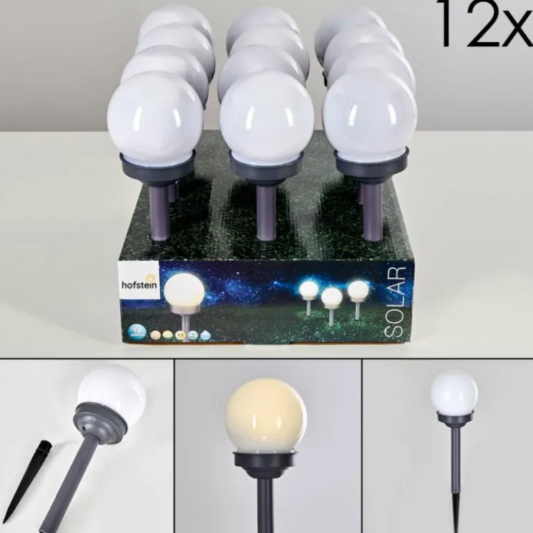 Set de 12 lampes de jardin Hakon LED Gris, 1 lumière