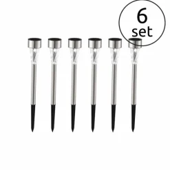 Set de 6 lampes solaires Globo SOLAR LED Acier inoxydable, 1 lumière