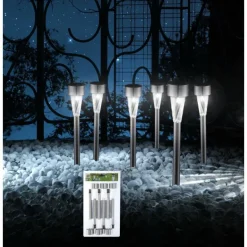 Set de 6 lampes solaires Globo SOLAR LED Acier inoxydable, 1 lumière